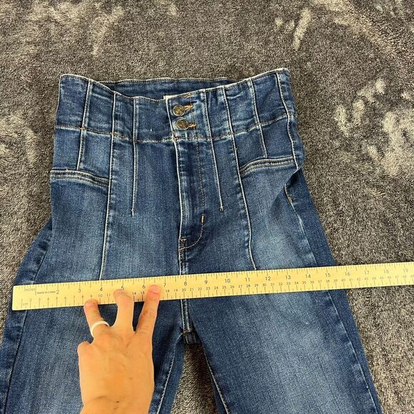 Free People Jayde Flare Blue Denim Jeans Women's 29 High-Rise Stretch Western - Picture 6 of 14